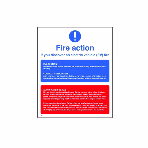 Fire action notice - electric vehicles