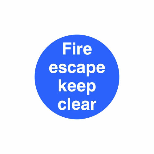 Fire escape keep clear floor graphic 400mm dia (external grade)