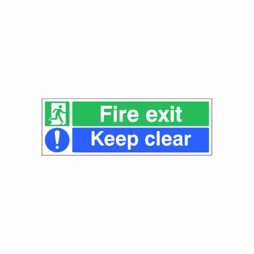 Fire exit keep clear floor graphic 600x200mm (external grade)