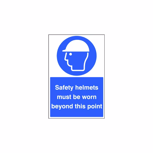 Safety helmets must be worn beyond this point floor graphic 400x600mm (external grade)