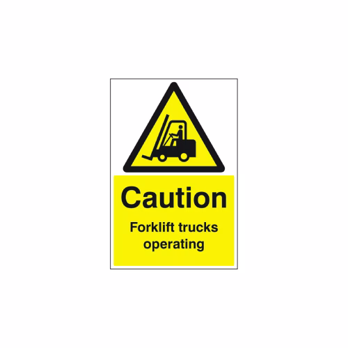 Caution forklift trucks operating floor graphic 400x600mm (external grade)