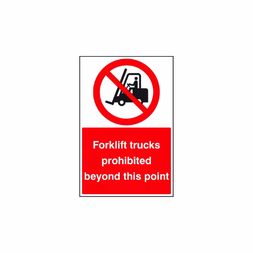 Forklift trucks prohibited beyond this point floor graphic 400x600mm (external grade)