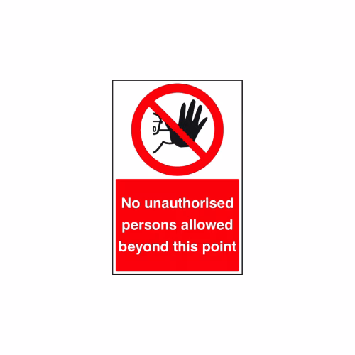 No unauthorised persons allowed beyond this point floor graphic 400x600mm (external grade)