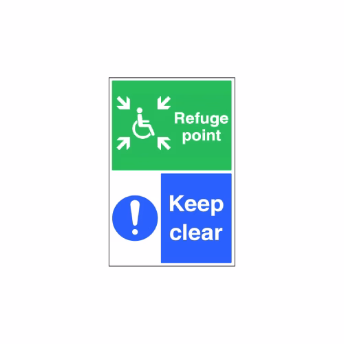 Refuge point keep clear floor graphic 400x600mm (external grade)