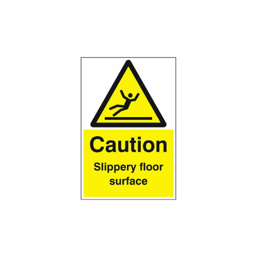 Caution slippery surface floor graphic 400x600mm (external grade)