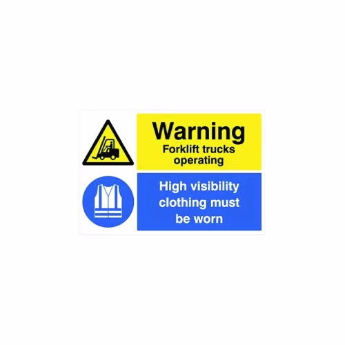 Warning forklifts operating Hi-vis clothing must be worn floor graphic 600x400mm (external grade)