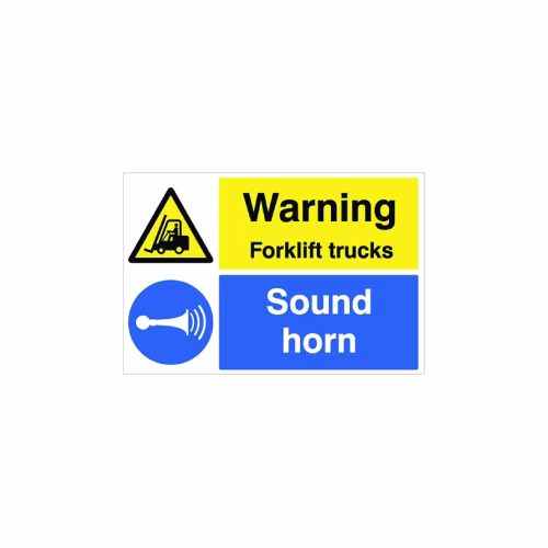 Warning forklift trucks sound horn floor graphic 600x400mm (external grade)