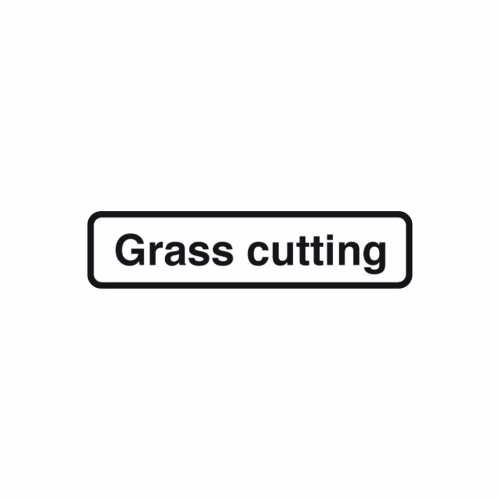 Grass cutting fold up supplementary text with rust proof press studs (750mm variant - 925x250mm)