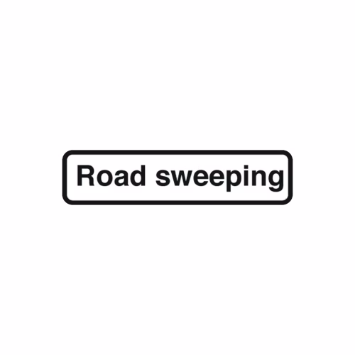 Road sweeping fold up supplementary text with rust proof press studs (750mm variant - 925x250mm)