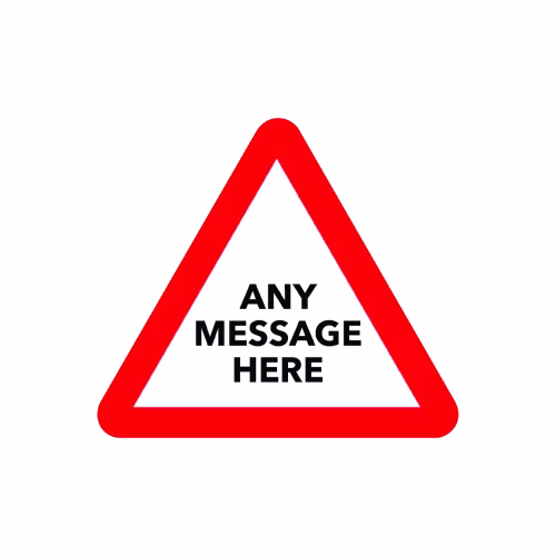 Custom Design reflective fold up 600mm triangle sign with space for text variant