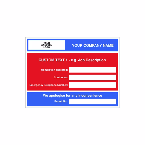 Courtesy Sign with drywipe information sections 600x450mm Zintec