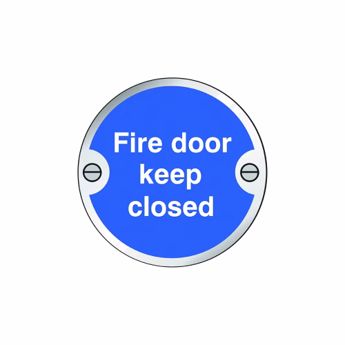 Fire door keep closed 76mm dia aluminium pre-drilled c/w fixings
