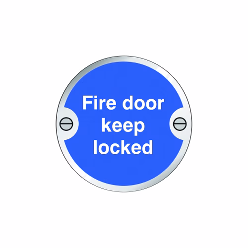Fire door keep locked 76mm dia aluminium pre-drilled c/w fixings