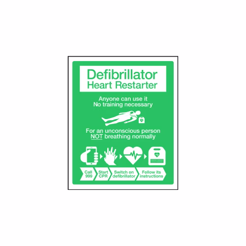 AED Sign with instructions RCUK design